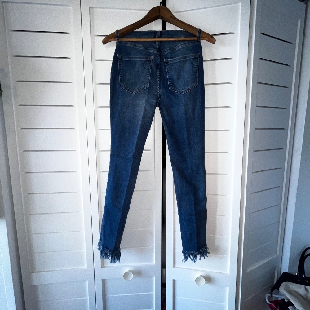 Free People Great Heights Frayed Skinny Jeans 25 Distressed Raw Fringe Hem - Picture 5 of 13